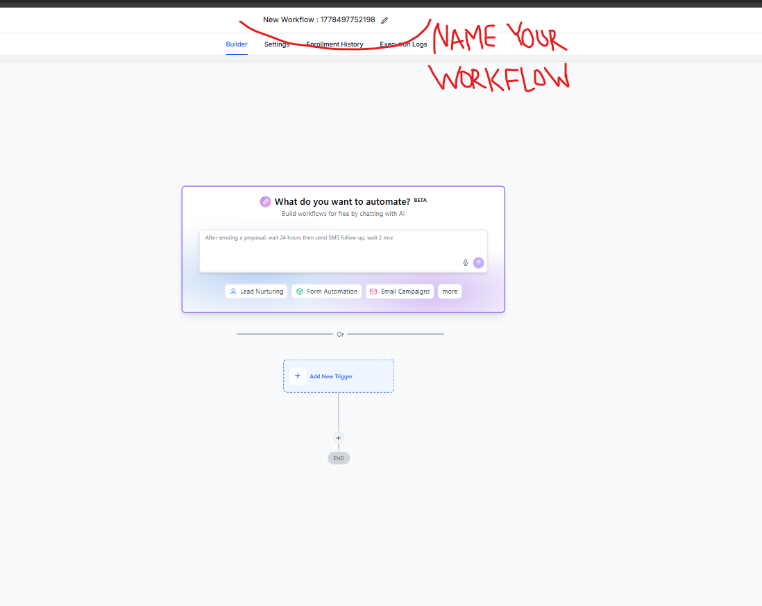 Name Your Workflow before building the automation