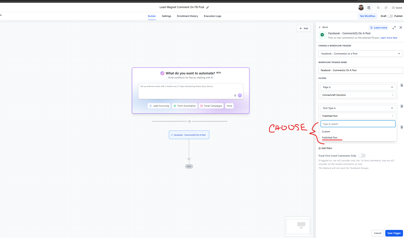 Choose the Post Type field