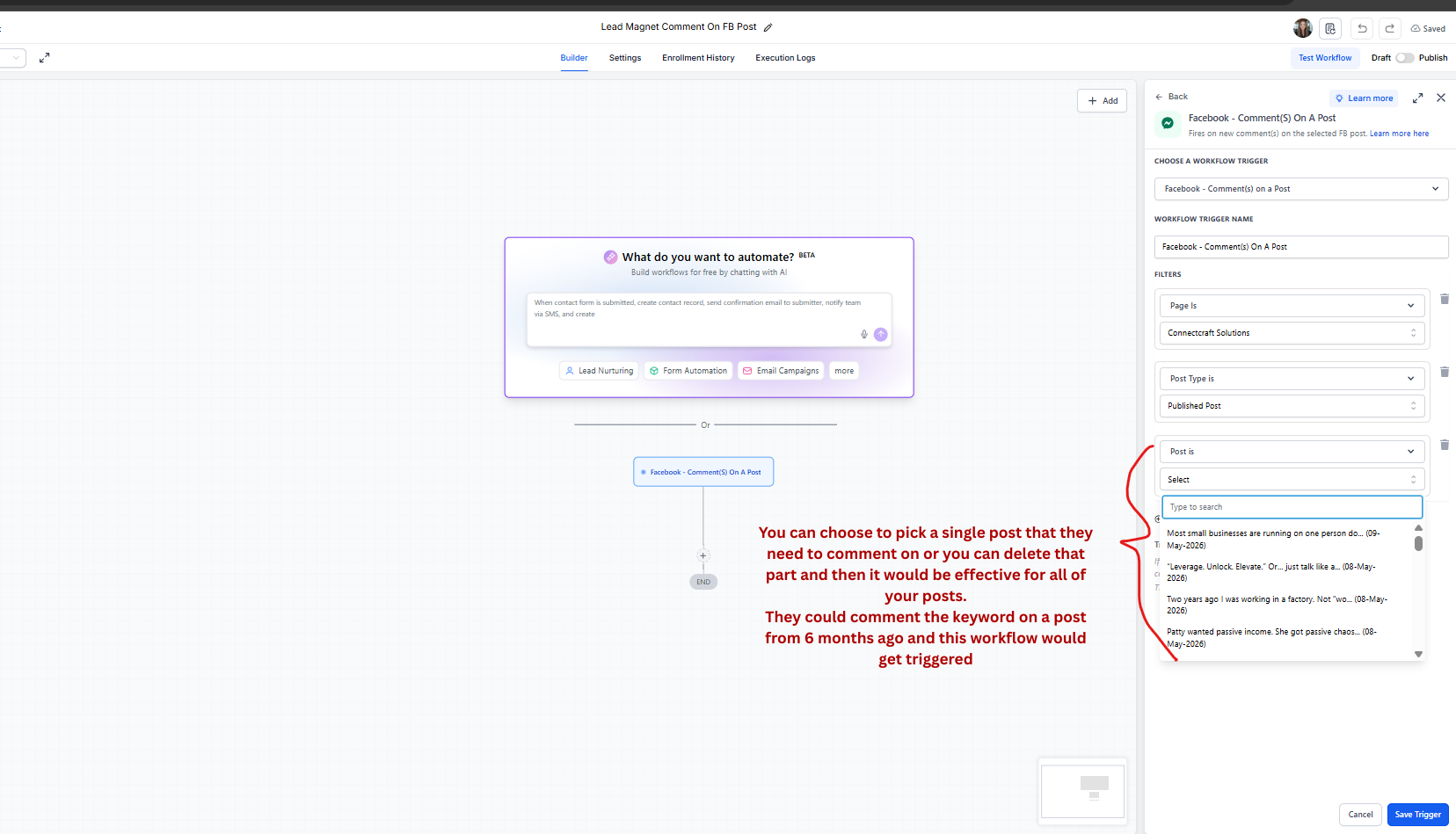 Published Post or Custom Post settings