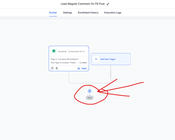 Click the plus button under the trigger to add the next action